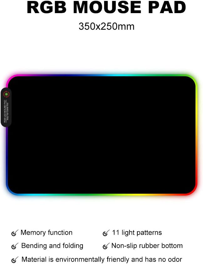 RGB Gaming Mouse Pad with 11 RGB Light up Modes,LED Gaming Pad,Non-Slip Rubber Based Computer Mice mat Medium Size(13.7” x 10.3”)
