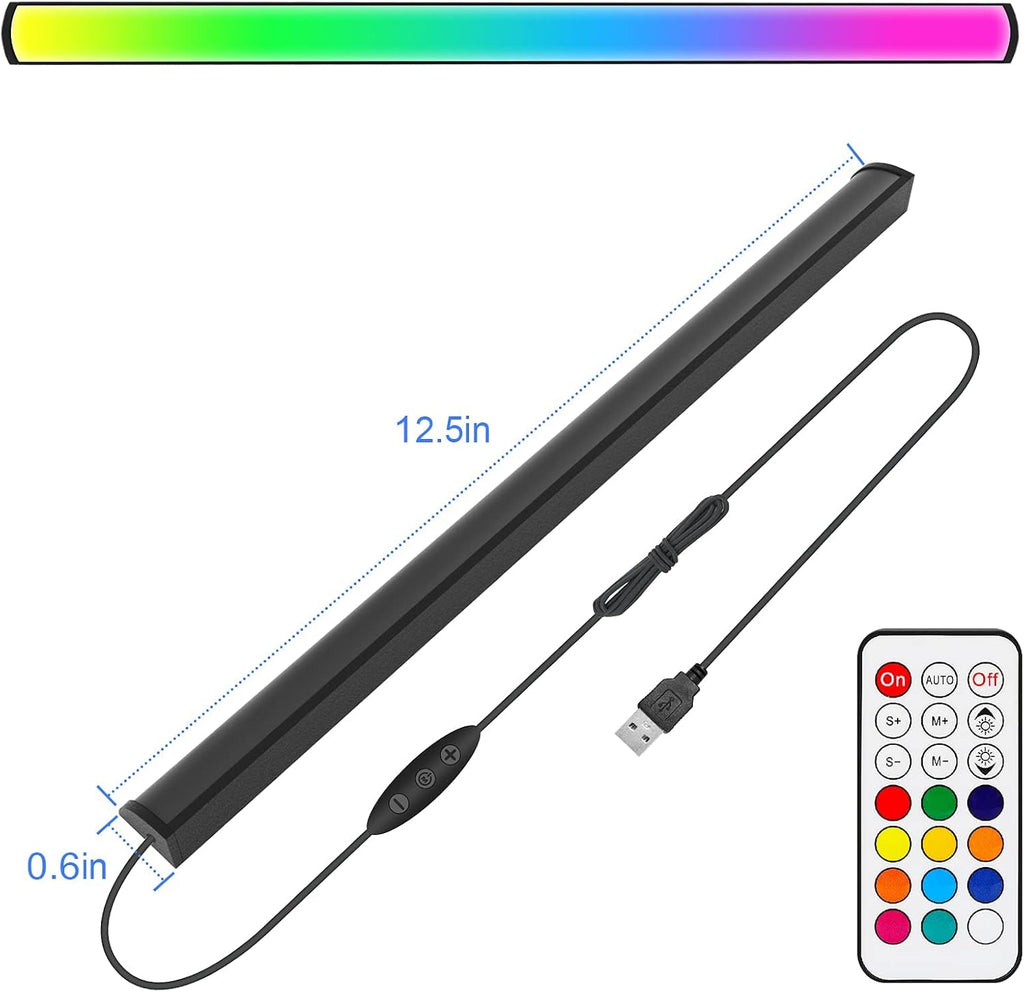 Under Monitor Light Bar, RGB Screenbar Light Desk Lamp Computer, Dimmable LED with Dynamic Rainbow Effect, Gaming USB Powered, Remote Control Color Changing, Adjustable Brightness and Speed