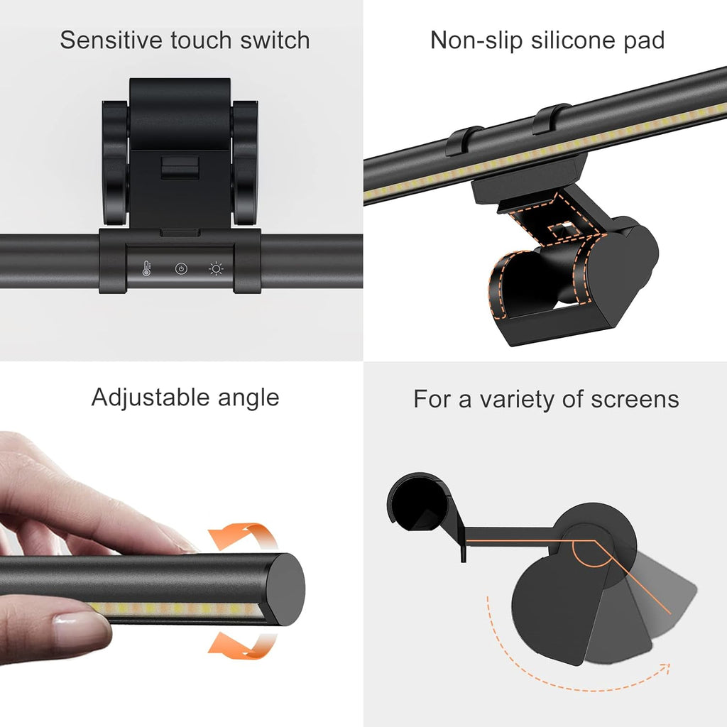 Monitor Light Bar, Fit for Curved/Flat Monitor, Eye-Care USB Reading LED Task Lamp with Touch Control, No Screen Glare Dimmable Desk Lamp Computer Monitor Light Bar for Screen Home Office
