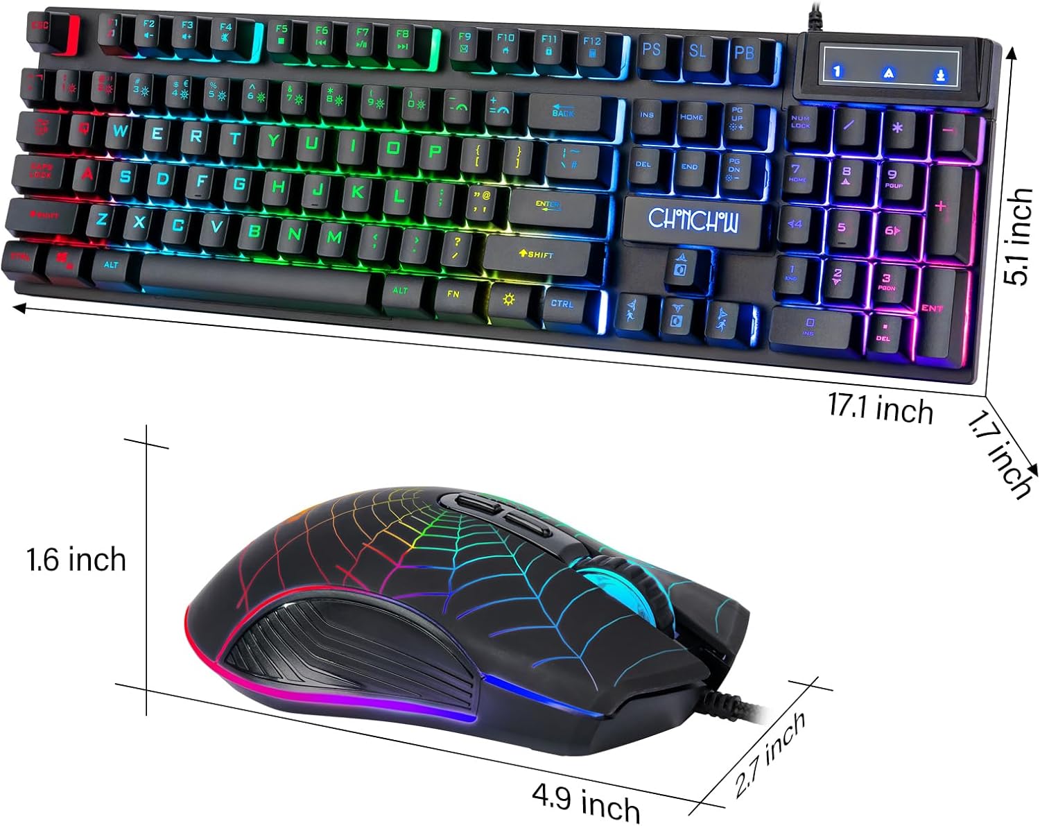 CHONCHOW Gaming Keyboard and Mouse for Mac PC PS5 PS4 Xbox One Gamers, RGB Backlit LED Mechanical Feel Keyboard with Multimedia Keys Number Pad, 104 Keys USB Desktop Computer Windows Keyboard