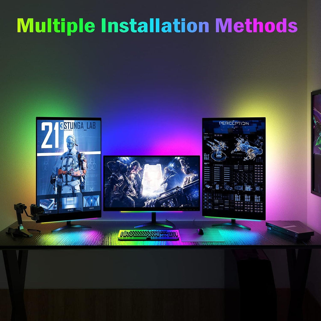 Under Monitor Light Bar, RGB Screenbar Light Desk Lamp Computer, Dimmable LED with Dynamic Rainbow Effect, Gaming USB Powered, Remote Control Color Changing, Adjustable Brightness and Speed