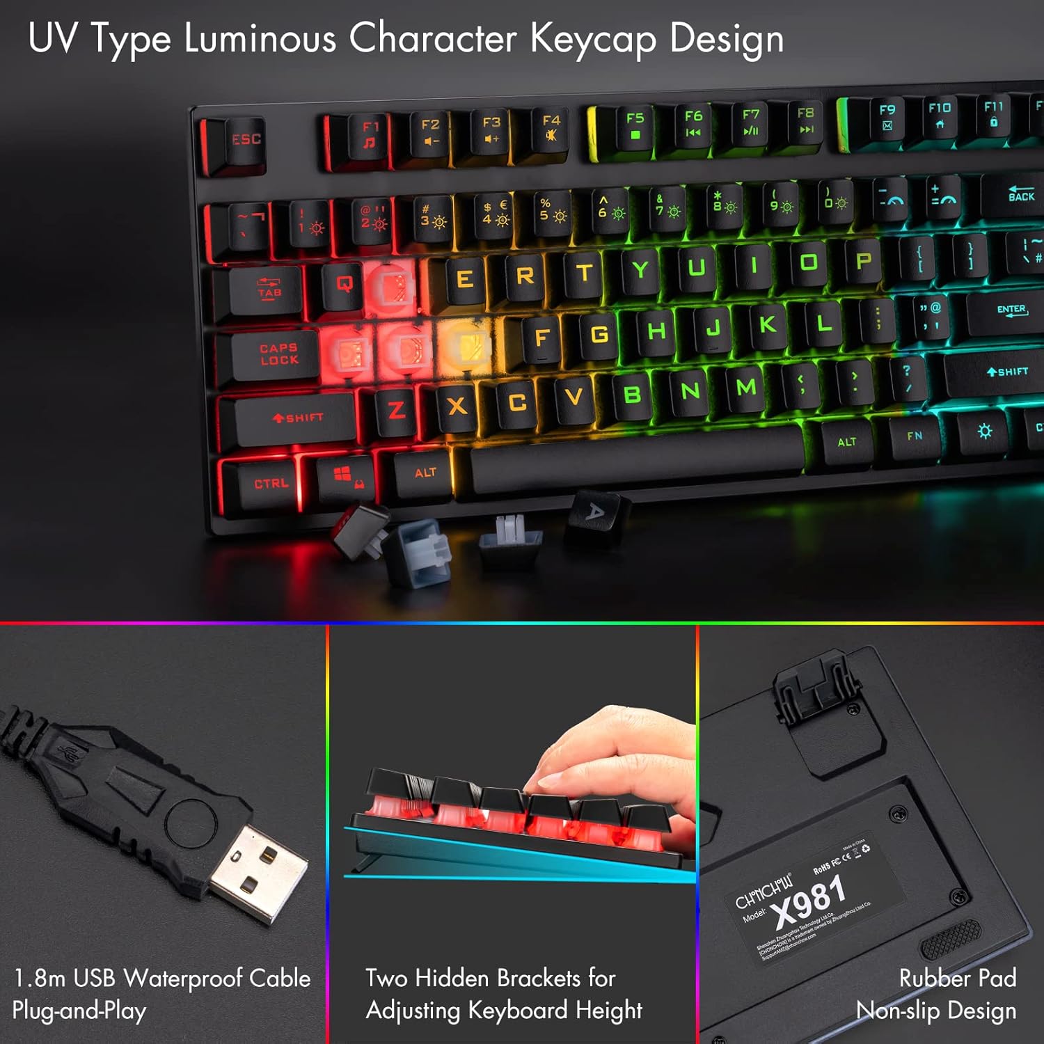 CHONCHOW Gaming Keyboard and Mouse for Mac PC PS5 PS4 Xbox One Gamers, RGB Backlit LED Mechanical Feel Keyboard with Multimedia Keys Number Pad, 104 Keys USB Desktop Computer Windows Keyboard