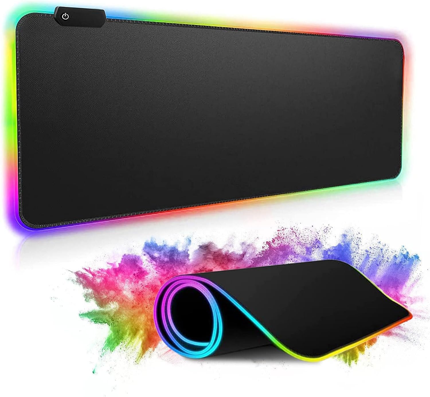 RGB Gaming XL Mouse Pad-14 Lights Modes-Large LED Mousepad- Extra-Large Size Soft Extra Extended Anti-Slip Rubber Base Computer Keyboard Mat 31.5X 11.8in