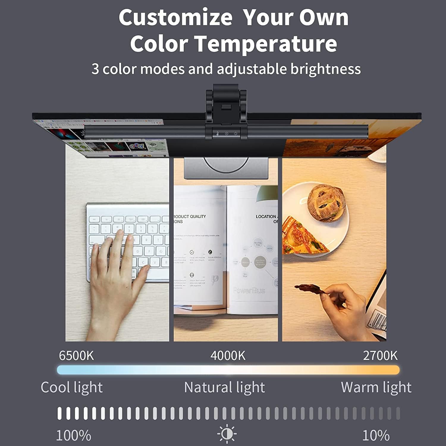 Monitor Light Bar, Fit for Curved/Flat Monitor, Eye-Care USB Reading LED Task Lamp with Touch Control, No Screen Glare Dimmable Desk Lamp Computer Monitor Light Bar for Screen Home Office