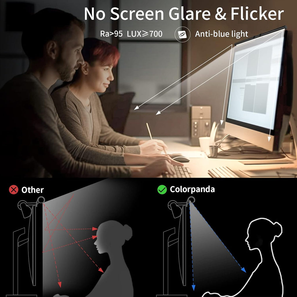Monitor Light Bar, Fit for Curved/Flat Monitor, Eye-Care USB Reading LED Task Lamp with Touch Control, No Screen Glare Dimmable Desk Lamp Computer Monitor Light Bar for Screen Home Office